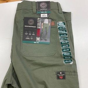 Weatherproof WP Trail Utility Pants Green 40 x 30 Flex Waistband NWT